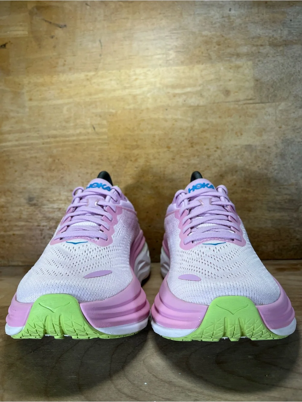Hoka One One Bondi 8 REFLECTIVE Womens Size 8 Running Shoes Sneakers Pink Blue